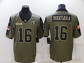 Nike 49ers 16 Joe Montana Olive 2021 Salute To Service Limited Jersey Dzhi,baseball caps,new era cap wholesale,wholesale hats